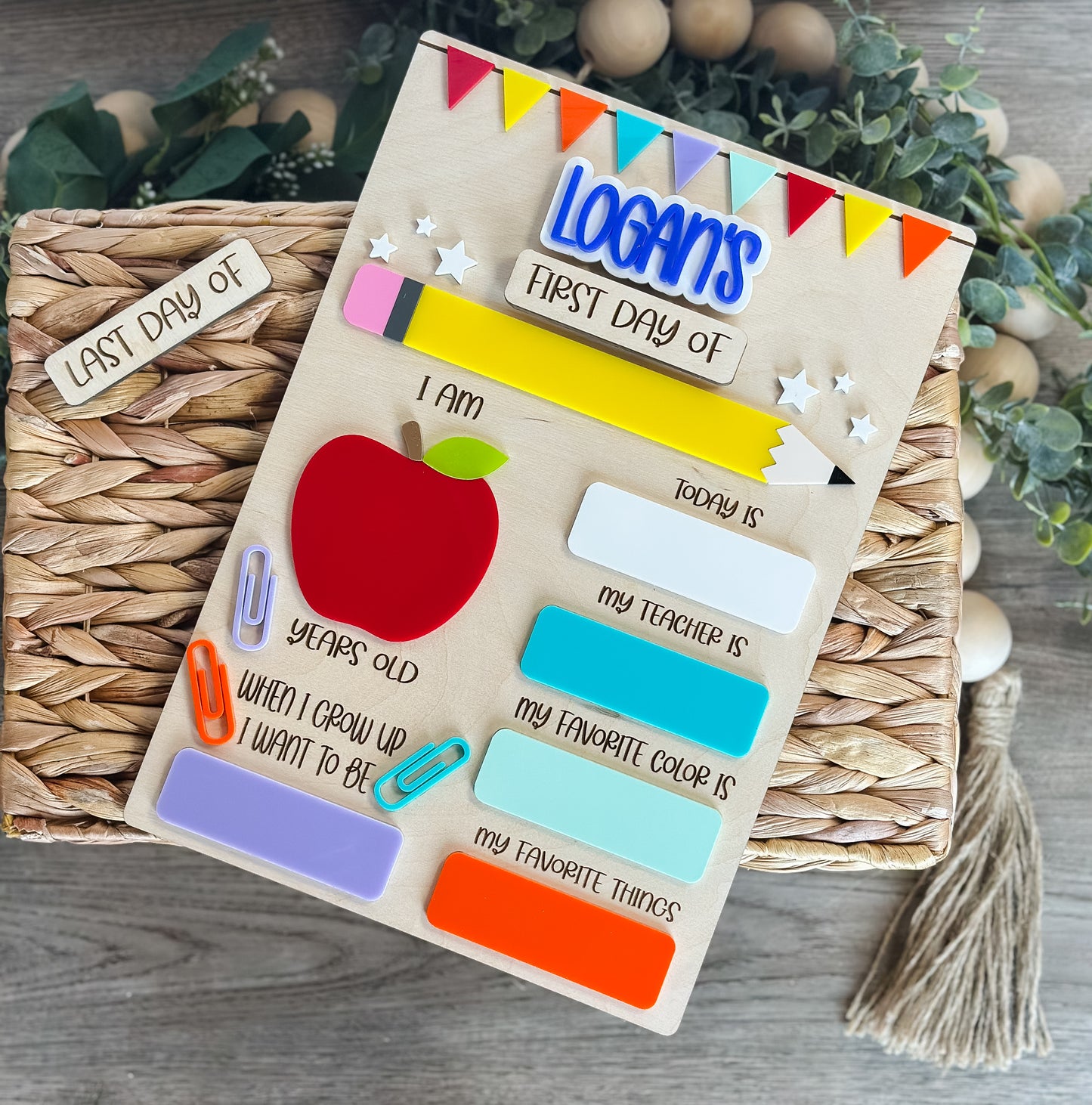 Colored Back to School Board