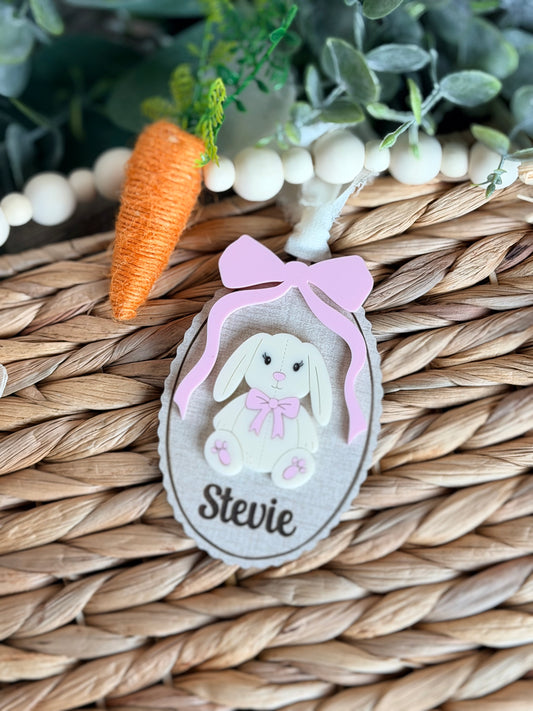 Vintage Bunny Basket Tag