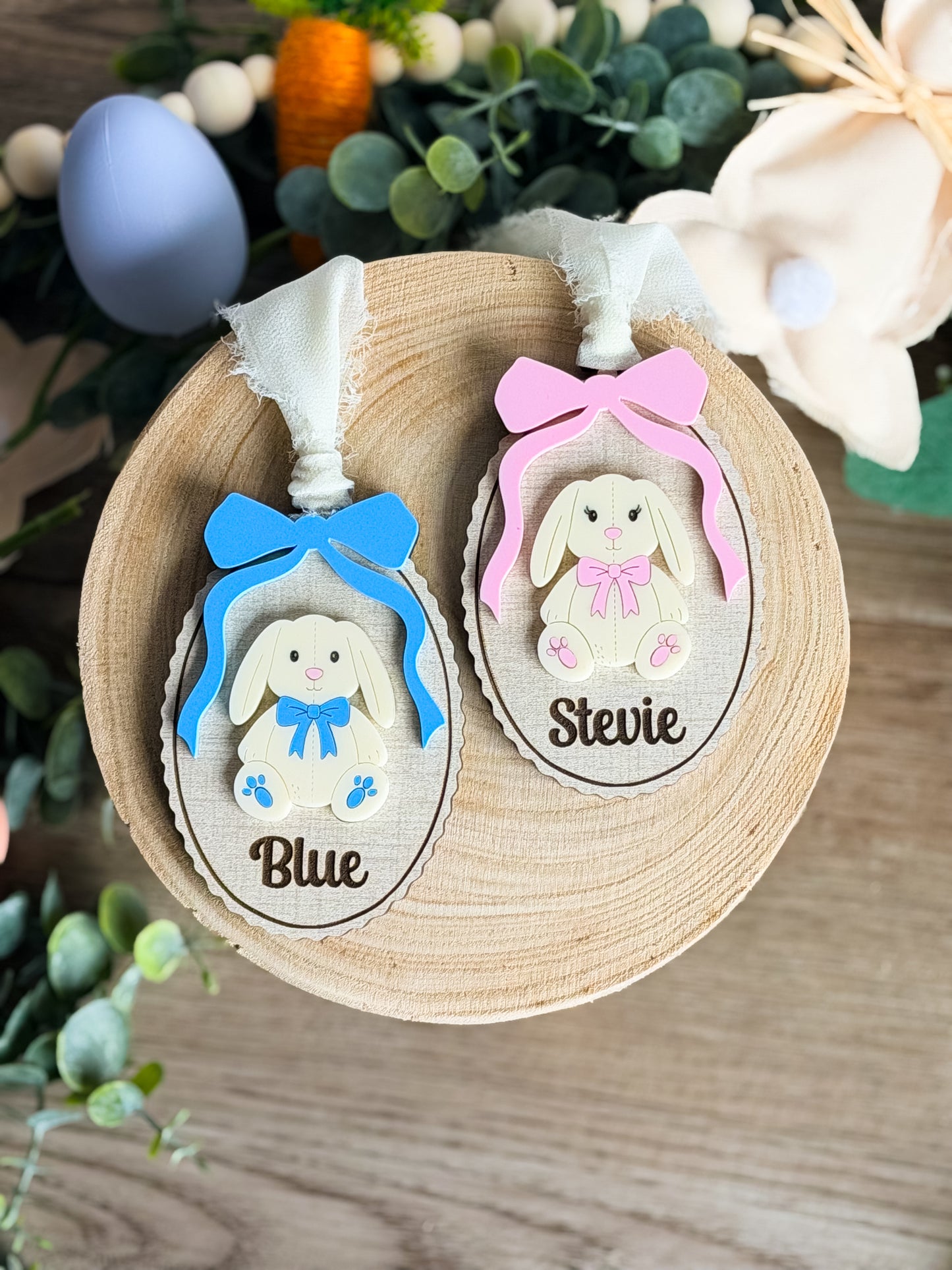 Vintage Bunny Basket Tag
