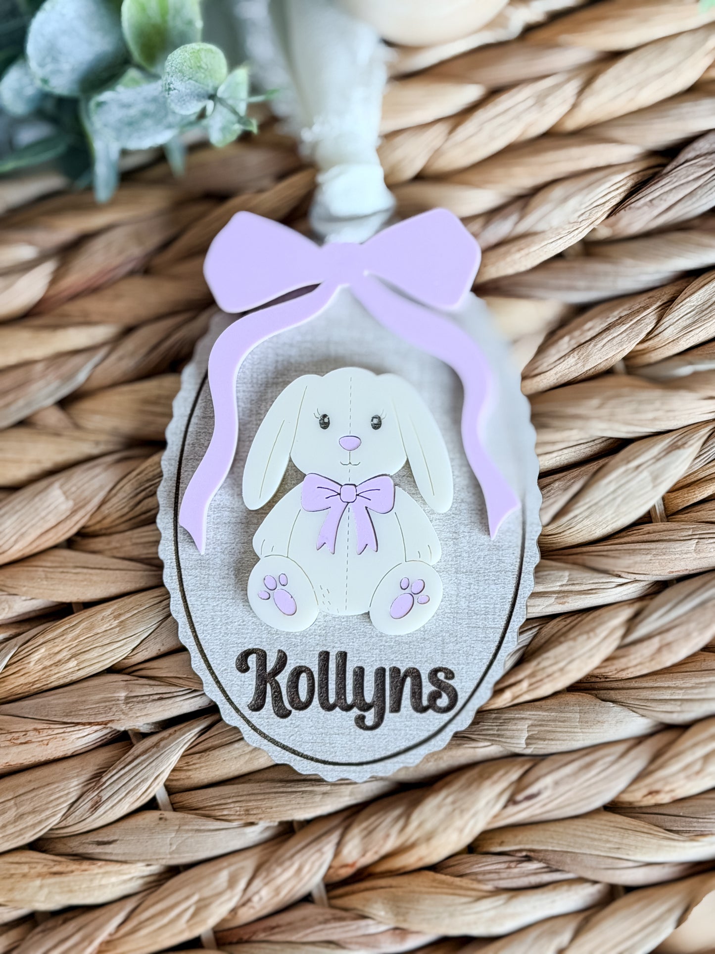 Vintage Bunny Basket Tag