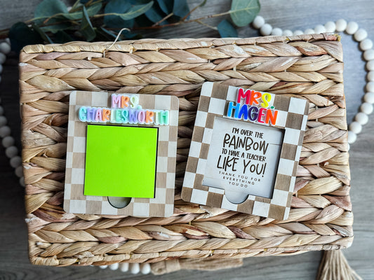 Checkered Rainbow Note Pad Holder🌈