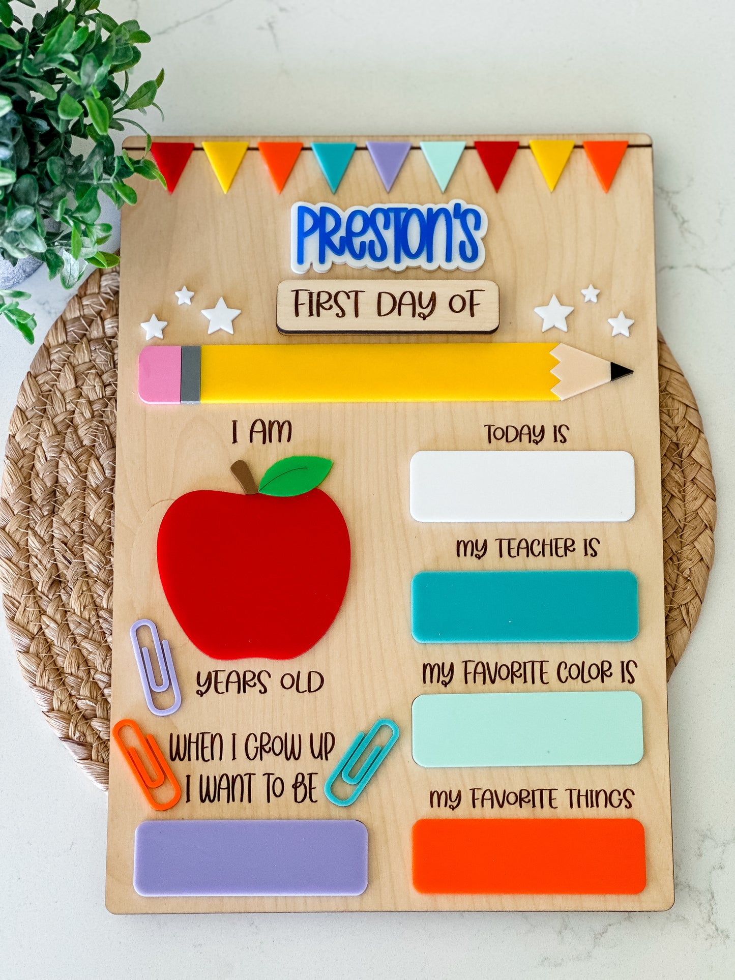 Colored Back to School Board