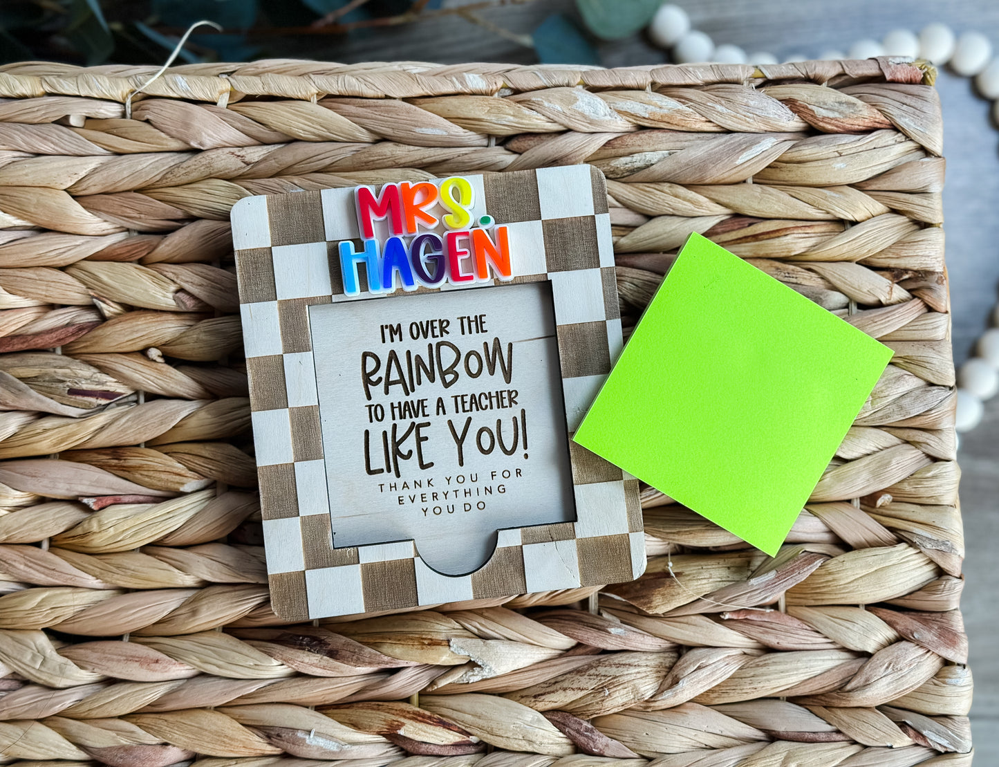 Checkered Rainbow Note Pad Holder🌈