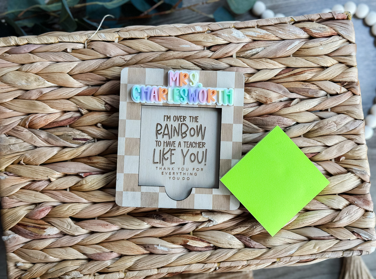 Checkered Rainbow Note Pad Holder🌈